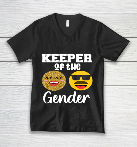Keeper of the Gender Staches or Lashes Gender Reveal Party V-Neck T-Shirt
