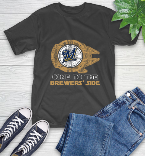 MLB Come To The Milwaukee Brewers Side Star Wars Baseball Sports T-Shirt