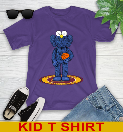 NBA Basketball Cleveland Cavaliers Kaws Bff Blue Figure Shirt Youth T-Shirt 4