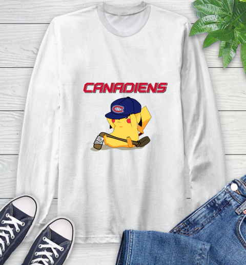 NHL Pikachu Hockey Sports Montreal Canadiens Long Sleeve T-Shirt