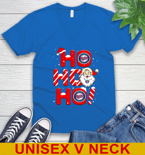 Minnesota Twins MLB Baseball Ho Ho Ho Santa Claus Merry Christmas Shirt V-Neck T-Shirt 5