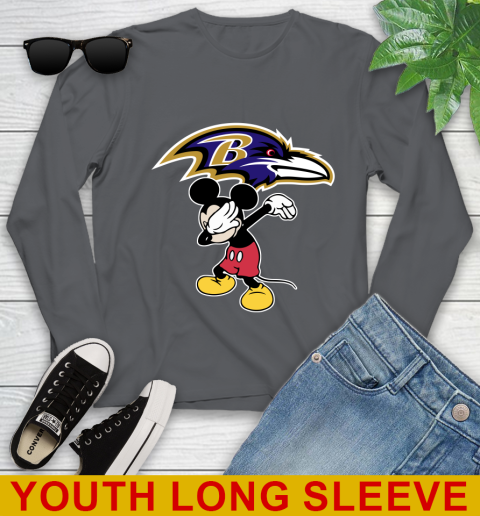 Baltimore Ravens NFL Football Dabbing Mickey Disney Sports Youth Long Sleeve 9