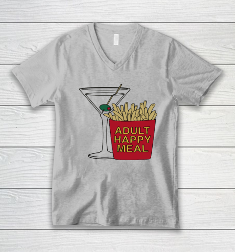 Adult Happy Meal Martini And Fries V-Neck T-Shirt 2