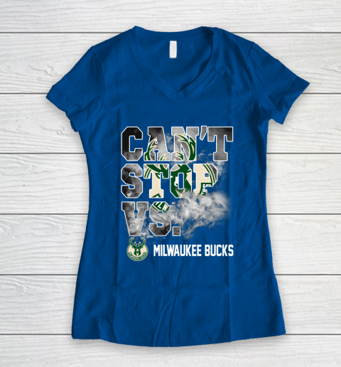 NBA Milwaukee Bucks Basketball Can't Stop Vs Women's V-Neck T-Shirt 7
