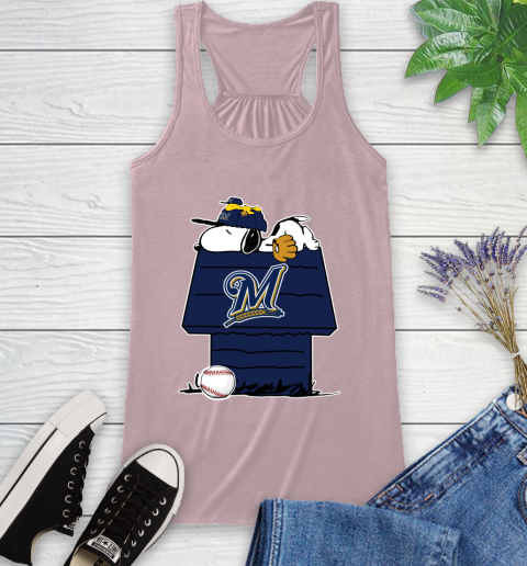 MLB Milwaukee Brewers Snoopy Woodstock The Peanuts Movie Baseball T Shirt Racerback Tank 11