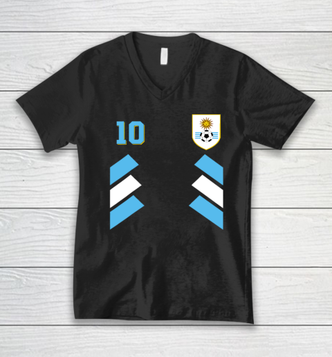 Retro10 Uruguayan Football Uruguay Soccer Uruguay Flag V-Neck T-Shirt