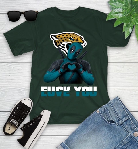 NHL Jacksonville Jaguars Deadpool Love You Fuck You Football Sports Youth T-Shirt 5
