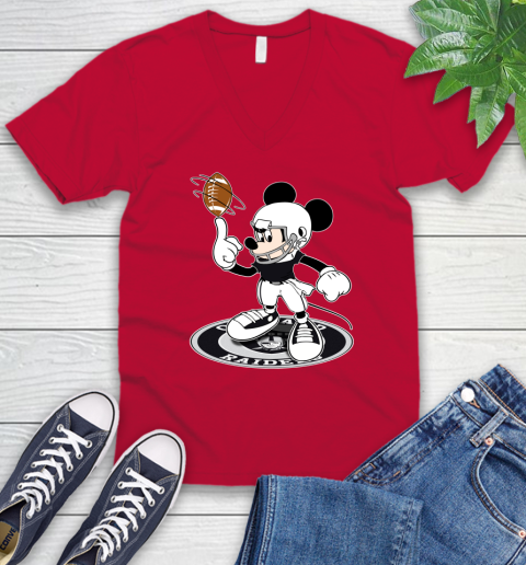 NFL Football Oakland Raiders Cheerful Mickey Disney Shirt V-Neck T-Shirt - Image 8