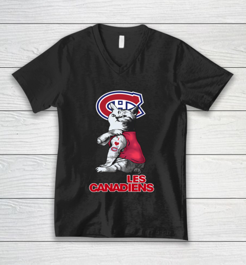 NHL My Cat Loves Montreal Canadiens Hockey V-Neck T-Shirt