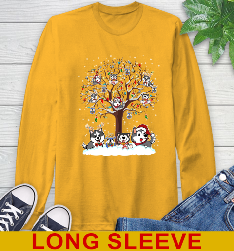 Husky dog pet lover light christmas tree shirt 197