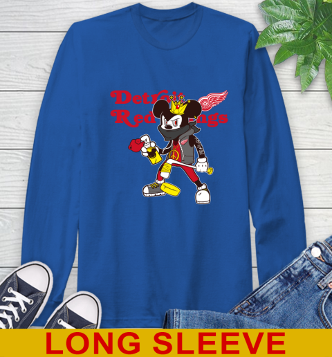 Detroit Red Wings NHL Hockey Mickey Peace Sign Sports Long Sleeve T-Shirt 9