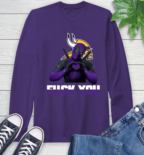NHL Minnesota Vikings Deadpool Love You Fuck You Football Sports Long Sleeve T-Shirt 5