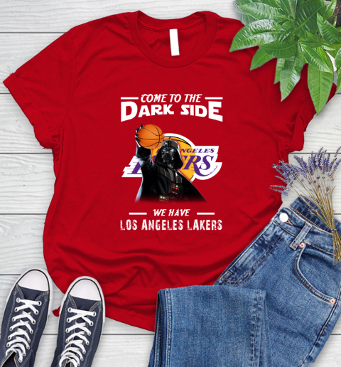 NBA Come To The Dark Side We Have Los Angeles Lakers Star Wars Darth Vader Basketball Women's T-Shirt 13