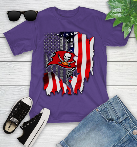 Tampa Bay Buccaneers NFL Football American Flag Youth T-Shirt 3
