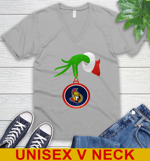 Ottawa Senators Grinch Merry Christmas NHL Hockey V-Neck T-Shirt 4