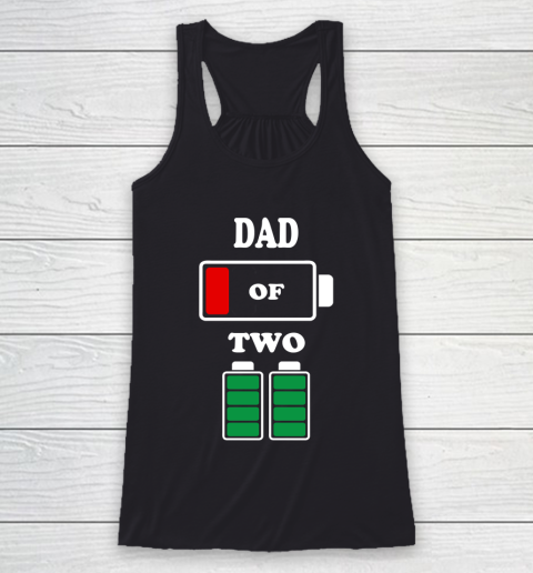 Dad of 2 Kids Funny Battery Father's Day Racerback Tank