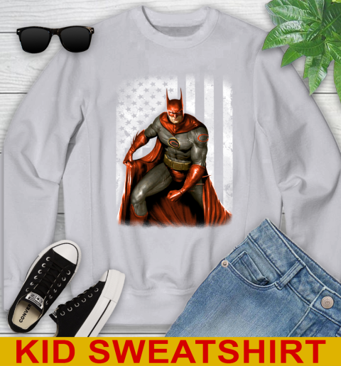 Chicago Bears NFL Football Batman DC American Flag Shirt Youth Sweatshirt 3