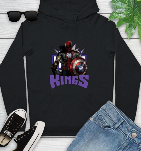 Sacramento Kings NBA Basketball Captain America Thor Spider Man Hawkeye Avengers Youth Hoodie 2