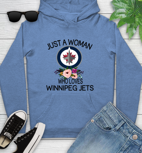 NHL Just A Woman Who Loves Winnipeg Jets Hockey Sports Youth Hoodie 8
