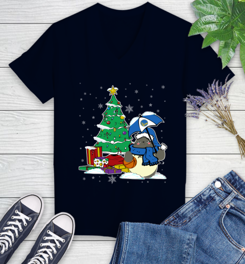 Golden State Warriors NBA Basketball Cute Tonari No Totoro Christmas Sports Women's V-Neck T-Shirt 2