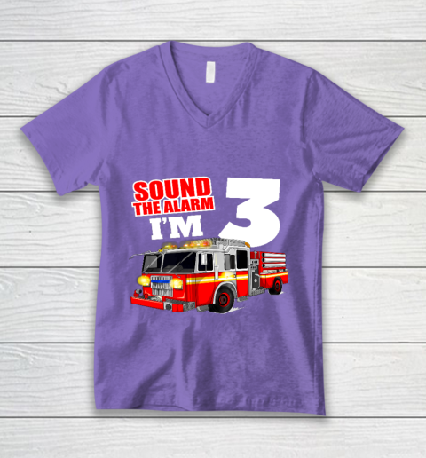 Kids Fire Truck 3rd Birthday T Shirt Boy Firefighter 3 Years Old V-Neck T-Shirt 8
