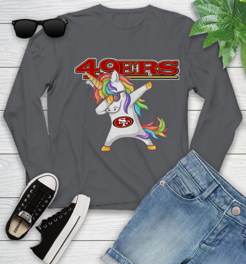 San Francisco 49ers NFL Football Funny Unicorn Dabbing Sports Youth Long Sleeve 8