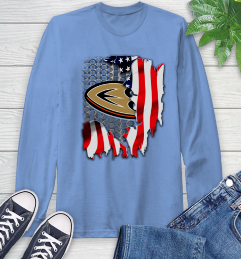 Anaheim Ducks NHL Hockey American Flag Long Sleeve T-Shirt 12