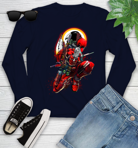 NFL Deadpool Marvel Comics Sports Football Washington Redskins Youth Long Sleeve 3