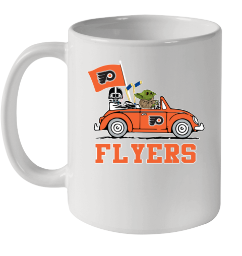 NHL Hockey Philadelphia Flyers Darth Vader Baby Yoda Driving Star Wars Shirt Ceramic Mug 11oz