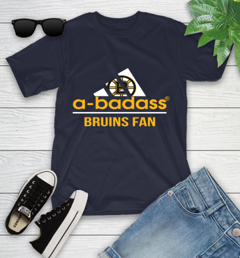 NHL A Badass Boston Bruins Fan Adidas Hockey Sports Youth T-Shirt 2
