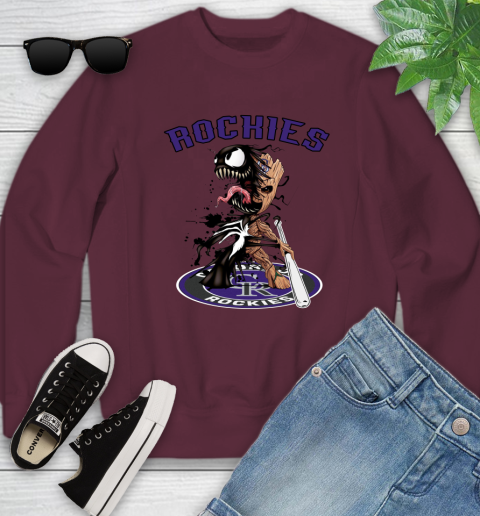 MLB Colorado Rockies Baseball Venom Groot Guardians Of The Galaxy Youth Sweatshirt 5