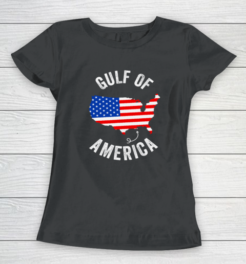 Gulf of USA America Funny Gulf of Mexico USA Flag Map July 4th Women's T-Shirt
