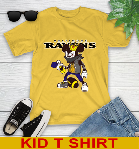 Baltimore Ravens NFL Football Mickey Peace Sign Sports Youth T-Shirt 8