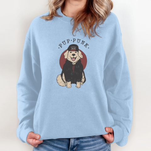 Pup Punk Funny Dog Sweatshirt vw3l pup punk funny dog sweatshirt 35 front light blue