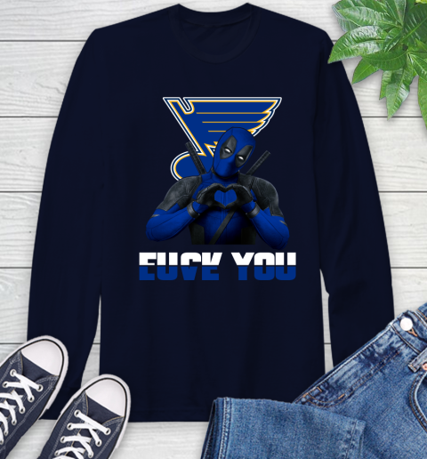 NHL St.Louis Blues Deadpool Love You Fuck You Hockey Sports Long Sleeve T-Shirt 3
