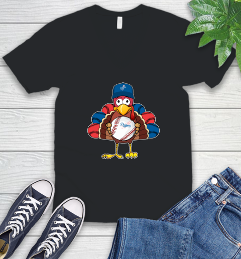 Los Angeles Dodgers Turkey thanksgiving V-Neck T-Shirt 2