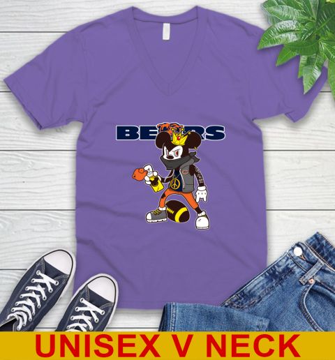 Chicago Bears NFL Football Mickey Peace Sign Sports V-Neck T-Shirt 9