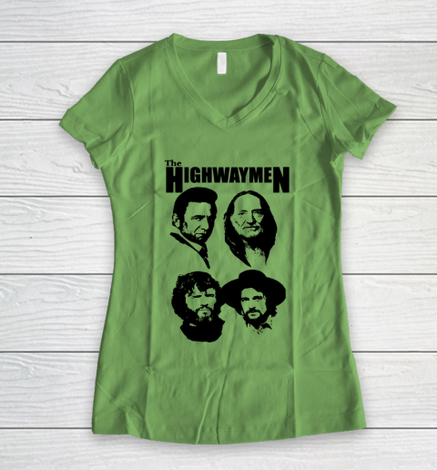 Willie Nelson Johnny Cash Outlaw Country Super Group The Highwaymen Women's V-Neck T-Shirt 5