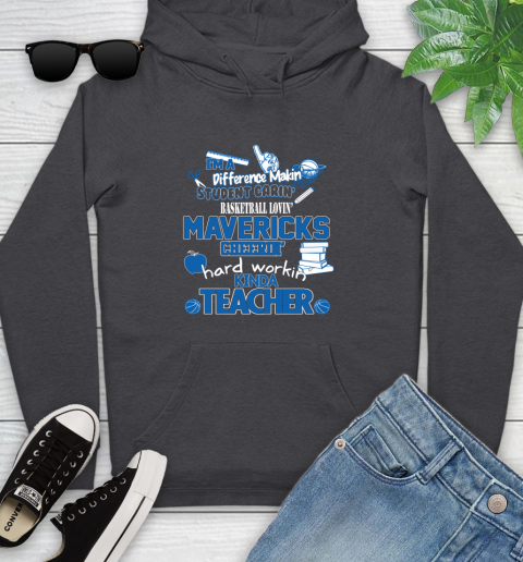 Dallas Mavericks NBA I'm A Difference Making Student Caring Basketball Loving Kinda Teacher Youth Hoodie 8
