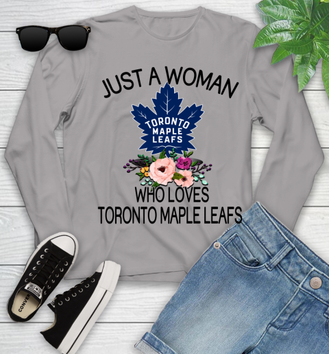 NHL Just A Woman Who Loves Toronto Maple Leafs Hockey Sports Youth Long Sleeve 3