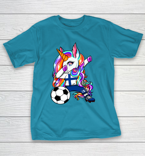 Dabbing Unicorn Finland Soccer Fans Jersey Finnish Football T-Shirt 20