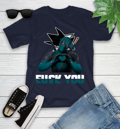 NHL San Jose Sharks Deadpool Love You Fuck You Hockey Sports Youth T-Shirt 2