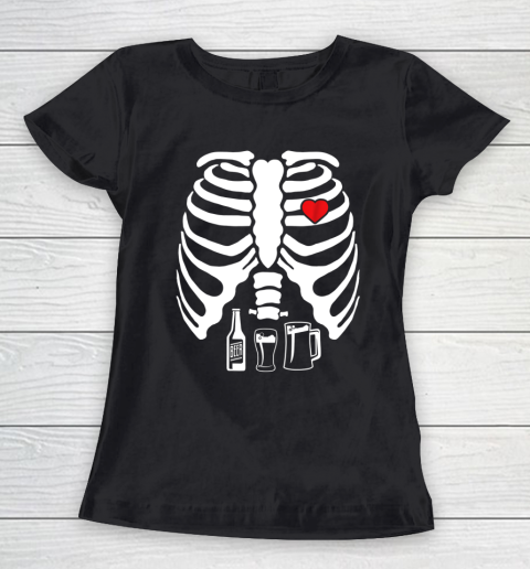 Skeleton Pregnancy Belly Of Beer X Ray Halloween Women's T-Shirt