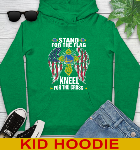 NBA Basketball Golden State Warriors Stand For Flag Kneel For The Cross Shirt Youth Hoodie - Image 9
