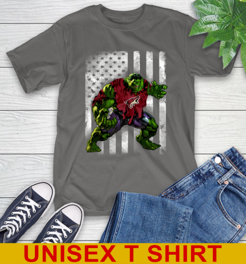 Arizona Coyotes Hulk Marvel Avengers NHL Hockey American Flag T-Shirt 10