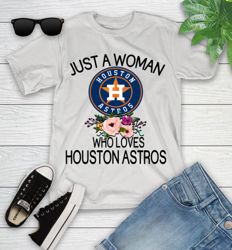 MLB Just A Woman Who Loves Houston Astros Baseball Sports Youth T-Shirt