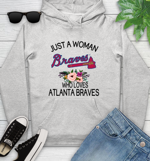 MLB Just A Woman Who Loves Atlanta Braves Baseball Sports Youth Hoodie
