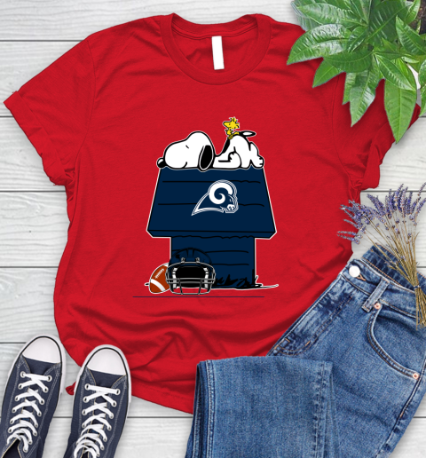 Los Angeles Rams NFL Football Snoopy Woodstock The Peanuts Movie Women's T-Shirt 9