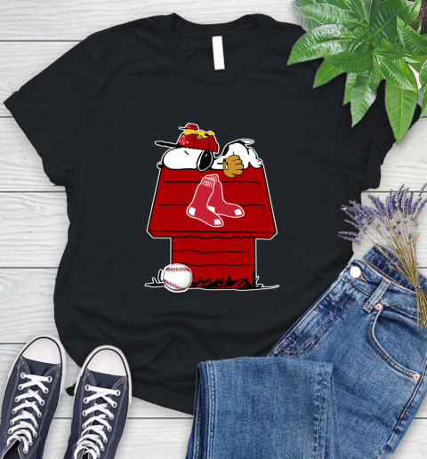MLB Boston Red Sox Snoopy Woodstock The Peanuts Movie Baseball T Shirt Women's T-Shirt 2