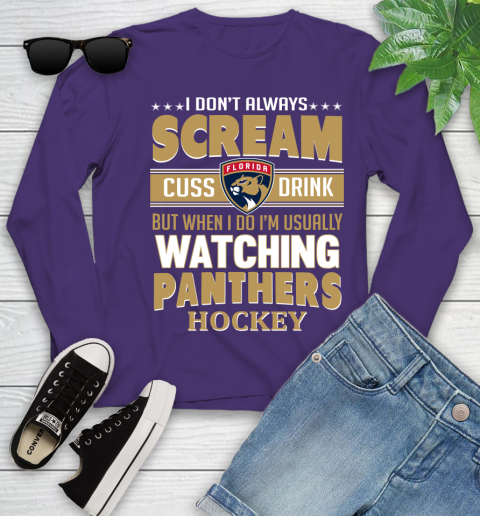 Florida Panthers NHL Hockey I Scream Cuss Drink When I'm Watching My Team Youth Long Sleeve 4